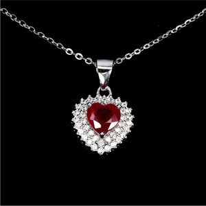 Elegant Genuine Ruby Heart Pendant in 925 Sterling Silver with 18” Necklace